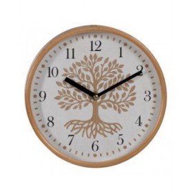 Orologio da Parete Albero Bianco Naturale Legno Cristallo 22 x 22 x 4,5 cm