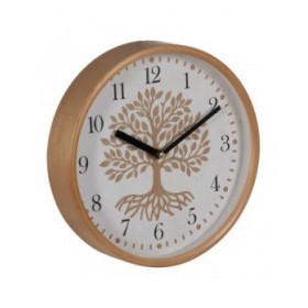 Orologio da Parete Albero Bianco Naturale Legno Cristallo 22 x 22 x 4,5 cm