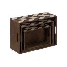 Set di Scatole Decorative Marrone Naturale Legno di paulownia 44 x 31 x 18 cm (3 Pezzi)