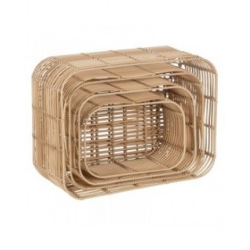 Set di Cesti Naturale Resina 46 x 35 x 23 cm (4 Unità)