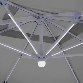 Ombrellone Tiber Bianco Grigio chiaro Alluminio 300 x 300 x 250 cm LED