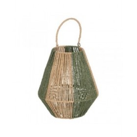 Lanterna Portacandele Lanterna Verde Beige Metallo Carta Cristallo 27 x 27 x 30 cm
