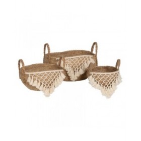 Set di Cesti Bianco Naturale Fibra naturale 25 x 25 x 19 cm (3 Pezzi)