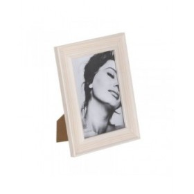 Cornice Portafoto Bianco Marrone Chiaro Legno Cristallo 14,5 x 2 x 20 cm
