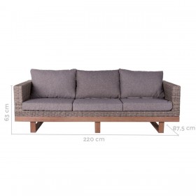 Divano da Giardino Patsy Grigio Alluminio Rattan Legno di acacia 220 x 89 x 64,50 cm