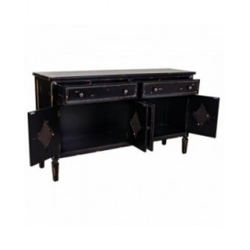 Credenza Alexandra House Living Nero Metallo Vetro Legno di abete 38 x 80 x 140 cm