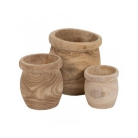 Set di vasi da fiori Naturale Legno di paulownia 43 x 43 x 44 cm (3 Unità)