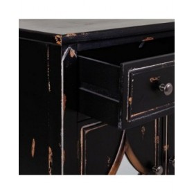 Credenza Alexandra House Living Nero Metallo Vetro Legno di abete 38 x 80 x 140 cm