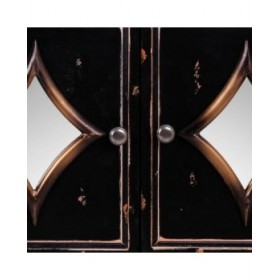 Credenza Alexandra House Living Nero Metallo Vetro Legno di abete 38 x 80 x 140 cm