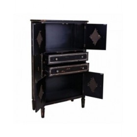 Armadio Alexandra House Living Nero Vetro Legno di abete 100 % Metallo Legno MDF 38 x 142 x 80 cm