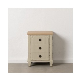 Comodino Crema Naturale Legno di abete Legno MDF 48 x 36 x 61 cm