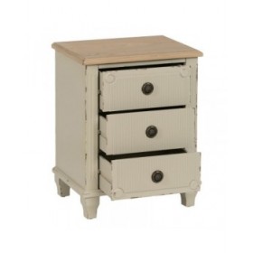 Comodino Crema Naturale Legno di abete Legno MDF 48 x 36 x 61 cm