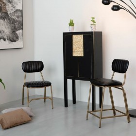 Sgabello 42 x 49 x 88 cm Nero Dorato Metallo Poliuretano