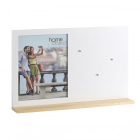 Cornice Portafoto Bianco Legno Cristallo Legno di olmo 46,5 x 7 x 29,5 cm