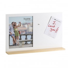 Cornice Portafoto Bianco Legno Cristallo Legno di olmo 46,5 x 7 x 29,5 cm