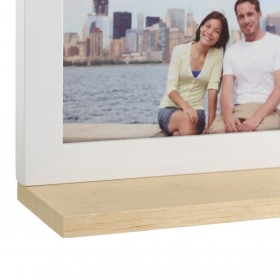 Cornice Portafoto Bianco Legno Cristallo Legno di olmo 46,5 x 7 x 29,5 cm