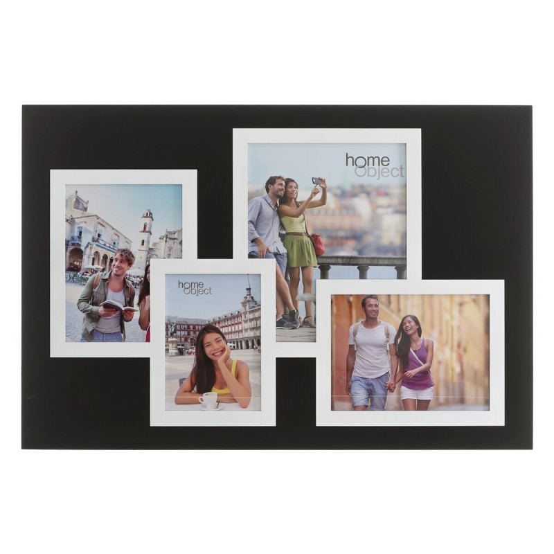 Cornice Portafoto 62 x 1,2 x 42 cm Cristallo Nero Bianco DMF