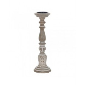 Candelabro Bianco Naturale Ferro Legno di mango 14 x 14 x 45,72 cm