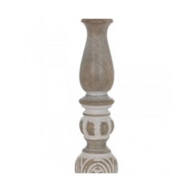 Candelabro Bianco Naturale Ferro Legno di mango 14 x 14 x 45,72 cm