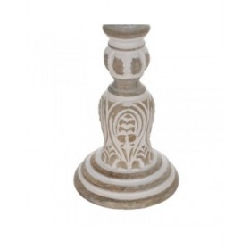 Candelabro Bianco Naturale Ferro Legno di mango 14 x 14 x 45,72 cm