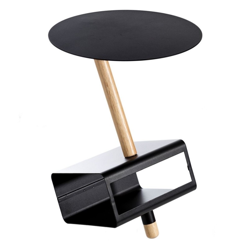 Tavolo aggiuntivo 36 x 36 x 48,6 cm Naturale Nero Metallo Legno