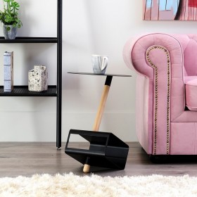 Tavolo aggiuntivo 36 x 36 x 48,6 cm Naturale Nero Metallo Legno