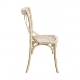 Sedia da Sala da Pranzo 45 x 42 x 87 cm Legno Bianco Rattan