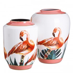 Vaso Ceramica Corallo Bianco Fenicottero rosa 36 x 36 x 48 cm
