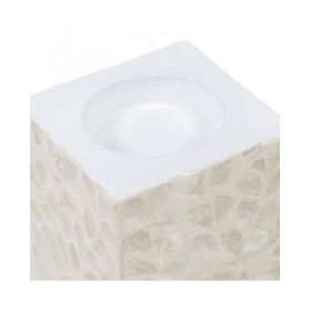 Portacandele Beige Madreperla Legno MDF 10,5 x 10,5 x 16 cm
