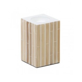 Portacandele Beige Bambù Legno MDF 10,5 x 10,5 x 16 cm