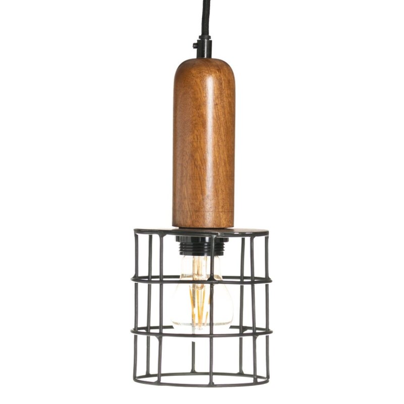 Lampadario 12 x 12 x 27 cm Naturale Dorato Legno Ferro 220 V Legno di mango 240 V