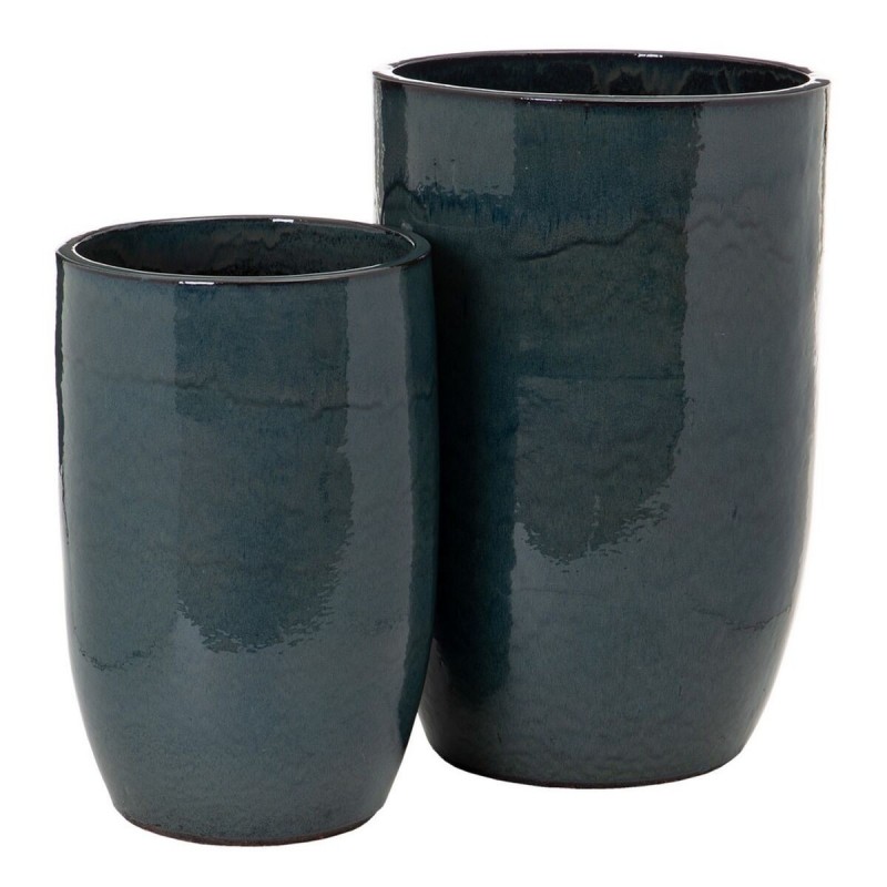Vaso 52 x 52 x 80 cm Ceramica Azzurro (2 Unità)