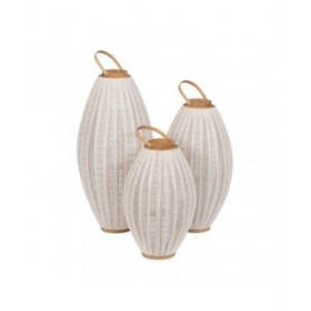 Lanterna Beige Naturale Bambù Cristallo 40 x 40 x 83 cm