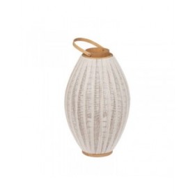 Lanterna Beige Naturale Bambù Cristallo 36 x 36 x 56 cm