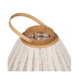 Lanterna Beige Naturale Bambù Cristallo 36 x 36 x 56 cm