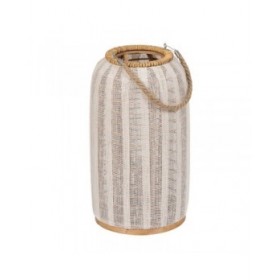 Lanterna Beige Naturale Bambù Cristallo 25 x 25 x 45 cm