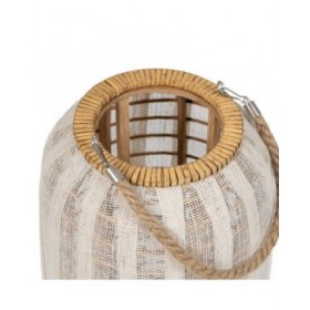 Lanterna Beige Naturale Bambù Cristallo 25 x 25 x 45 cm