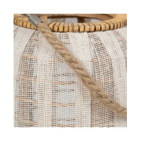 Lanterna Beige Naturale Bambù Cristallo 25 x 25 x 45 cm
