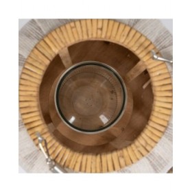 Lanterna Beige Naturale Bambù Cristallo 25 x 25 x 45 cm