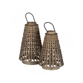 Lanterna Grigio Bambù Cristallo 38 x 38 x 57 cm