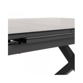Tavolo da Pranzo Bianco Nero Ceramica Alluminio Cristallo 180 x 100 x 77 cm