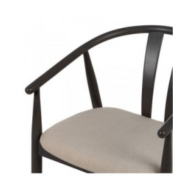 Sedia da Sala da Pranzo Nero Beige 56,5 x 57 x 76 cm