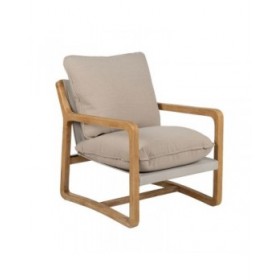 Poltrona Beige Naturale Legno d'albero della gomma Spugna Legno di frassino Foam 65 x 69 x 83 cm