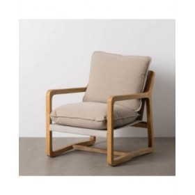 Poltrona Beige Naturale Legno d'albero della gomma Spugna Legno di frassino Foam 65 x 69 x 83 cm