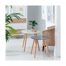 Tavolo aggiuntivo 50 x 50 x 48 cm Naturale Grigio Legno DMF