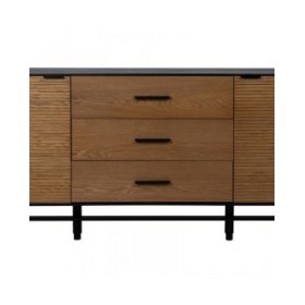 Credenza ORLEANS Nero Naturale Ferro Legno MDF 164 x 40 x 75 cm