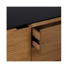 Credenza ORLEANS Nero Naturale Ferro Legno MDF 164 x 40 x 75 cm
