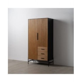 Credenza ORLEANS Nero Naturale Ferro Legno MDF 104 x 53 x 203 cm