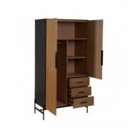 Credenza ORLEANS Nero Naturale Ferro Legno MDF 104 x 53 x 203 cm