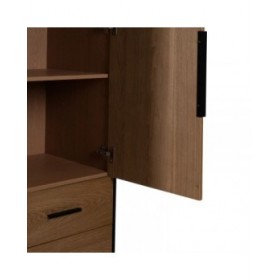 Credenza ORLEANS Nero Naturale Ferro Legno MDF 104 x 53 x 203 cm